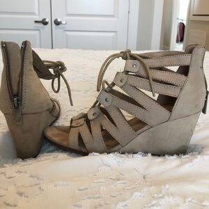 Suede wedge heels!